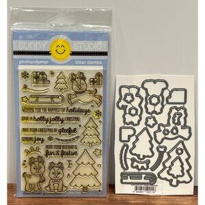 Sunny Studio Clear Stamp & METAL DIE Set Gleeful Reindeer Christmas SSCL-140